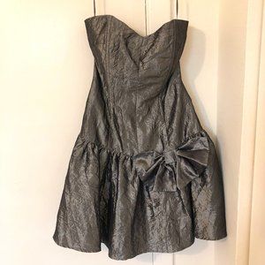Top Shop 80s Metallic Strapless Party Dress w/ Bow Sz XS